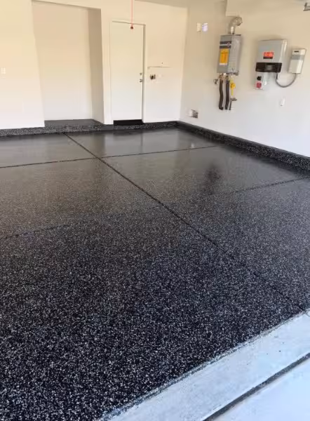 Epoxy coated garage with sealed control joints